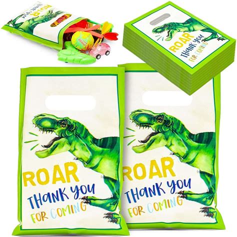 100 Pack Dinosaur Party Favor Bags In Dino T Rex Roar Design For Kids