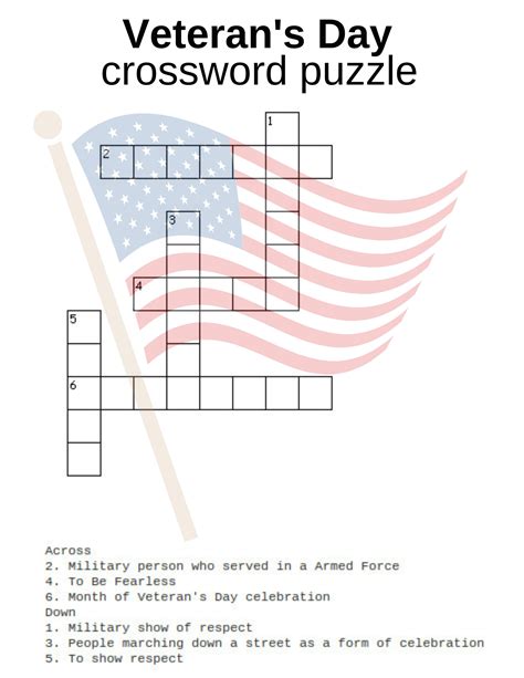 Patriotic Crossword Puzzle Printable