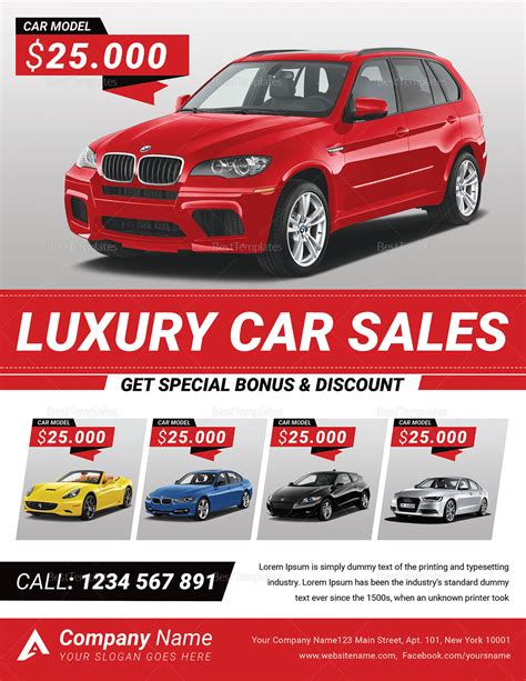 Car For Sale Flyer Design Template In Word Psd Publisher