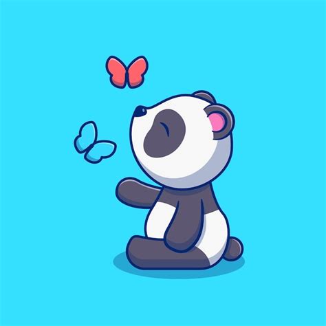 Premium Vector Illustration Design Of Cute Panda With Butterflies