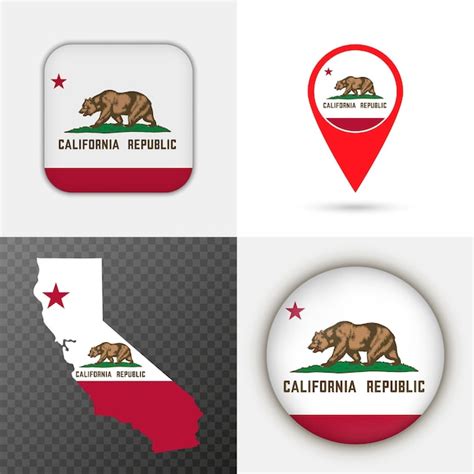Premium Vector Set California State Flag Vector Illustration