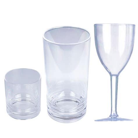 Set Of 18 Clear Acrylic Glassware Force 4 Chandlery
