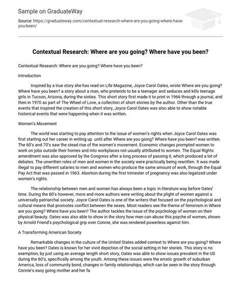 ⇉contextual Research Where Are You Going Where Have You Been