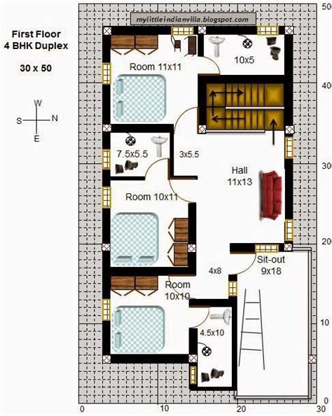 My Little Indian Villa 59r52 4bhk Duplex In 30x50 East Facing