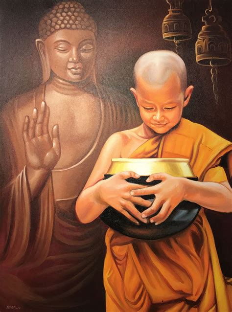 Buddha And Monk By Bca Curated Collection Size 37 X 30 Inches