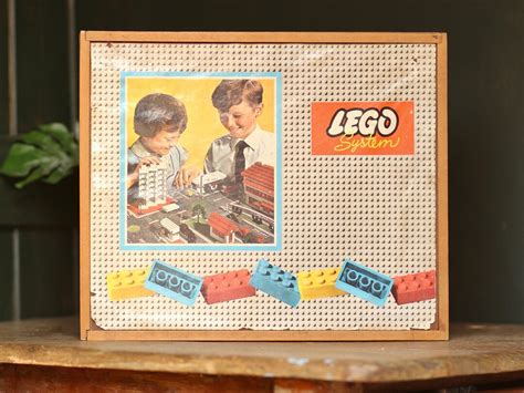 Mid Century Wooden Lego Storage Box Large Sliding Lid Empty Vintage