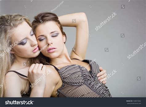 Two Beautiful Sexy Women Erotic Foreplay Stock Photo 103815962
