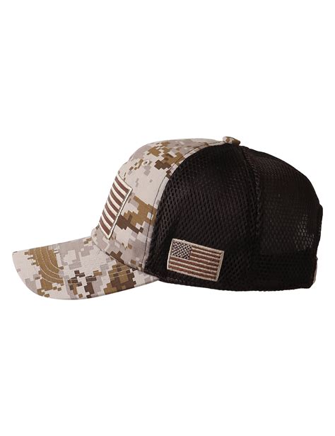 Us Military Cap American Flag Mesh Tactical Hat Embroidered Logo Camo