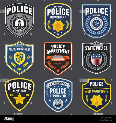 Set Of Police Law Enforcement Badges And Patches Stock Vector Art