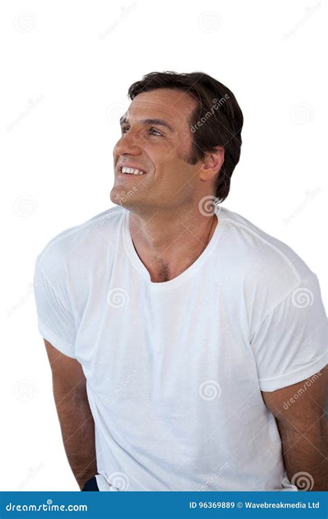 Thoughtful Smiling Mature Man Looking Away Stock Image Image Of