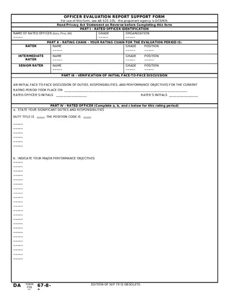Officer Evaluation Report Support Doc Template Pdffiller