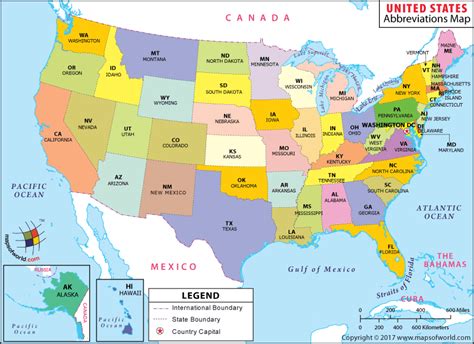 United States Map Labeled With Abbreviations United States Map