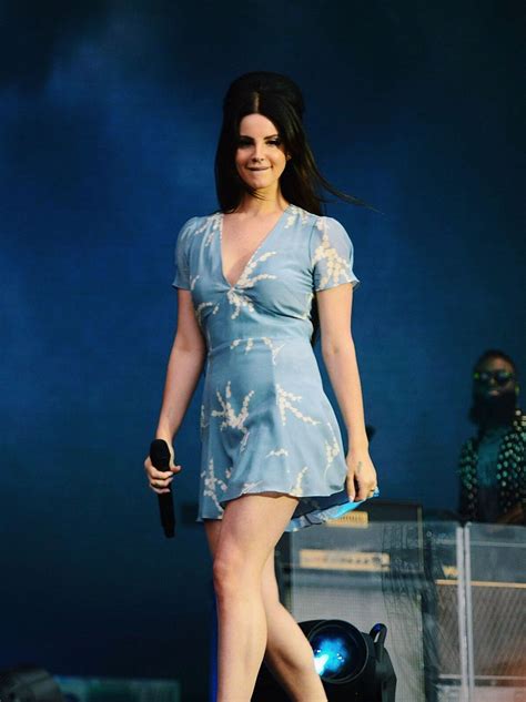 Lana Del Rey On Stage Wearing A Beautiful Blue Summer Mini Dress