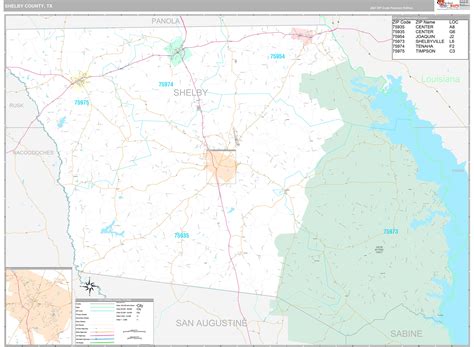 Shelby County Tx Wall Map Premium Style By Marketmaps
