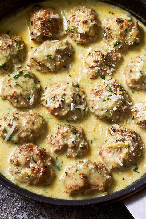 Try out this chicken meatballs recipe that pairs perfectly with bean salad or tomato sauce! Creamy Chicken Meatballs Recipe — Eatwell101