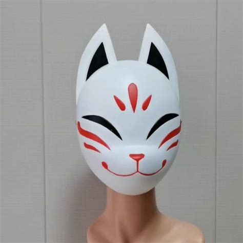 Kitsune Maskwhite Full Face Fox Maskjapanese Fox Maskhand Etsy Mask