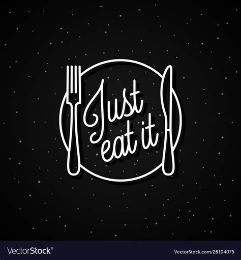 Just Eat It Lettering Round Linear Logo Plate Vector Image