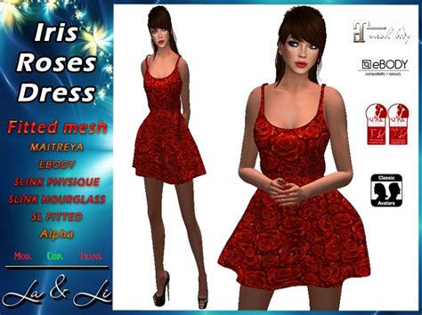 Second Life Marketplace Promo Laandli Iris Roses Dress