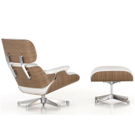 Classic Eames Lounge Chair In White Pigmented Walnut By Vitra Aram