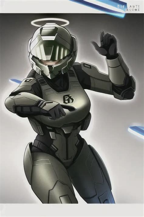 Dopamine Girl Halo Female Spartan Helmet On Tactical Look Anime