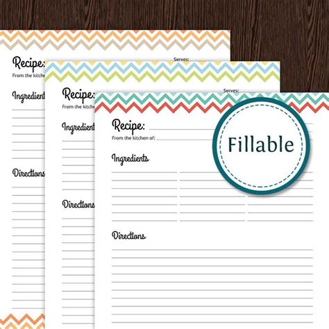 The recipes in this book are aimed at reversing that by providing a way to prepare foods that are delicious and make you ask for more without sacrificing. Recipe Card Full Page - Colourful Chevron - Fillable ...