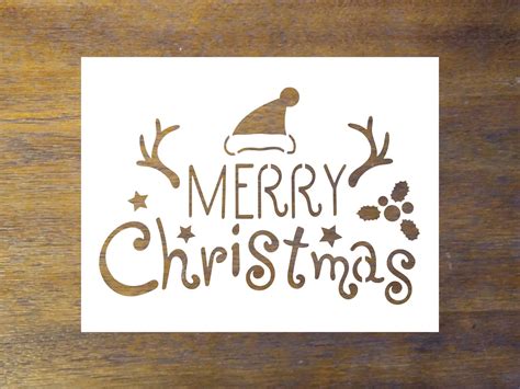 Merry Christmas Stencil Reusable Color Draw And Paint Etsy Uk