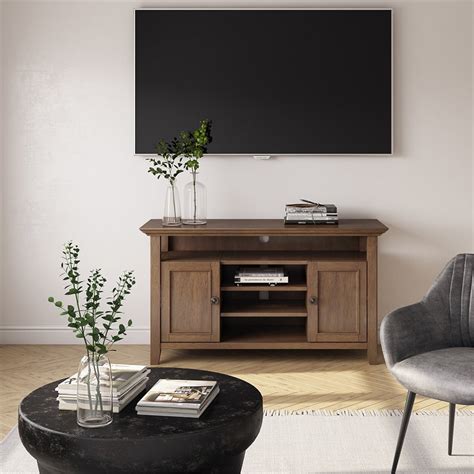 Simpli Home Amherst 54 Solid Wood Tv Media Stand In Rustic Natural