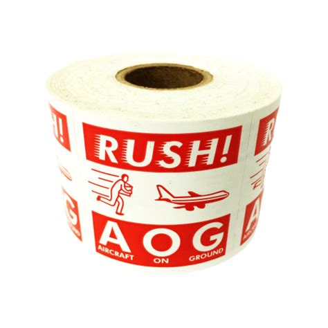 Rush Aog Aircraft On Ground Labels 2x2 Inch 2x2 Red Stickers