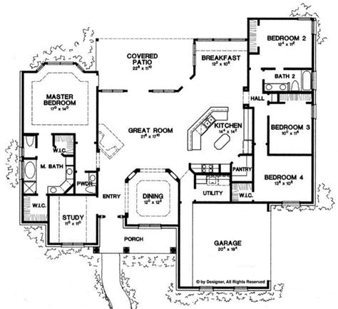 Exterior wall thicknesses vary by plan. Ranch Style House Plan - 4 Beds 2.5 Baths 2500 Sq/Ft Plan ...
