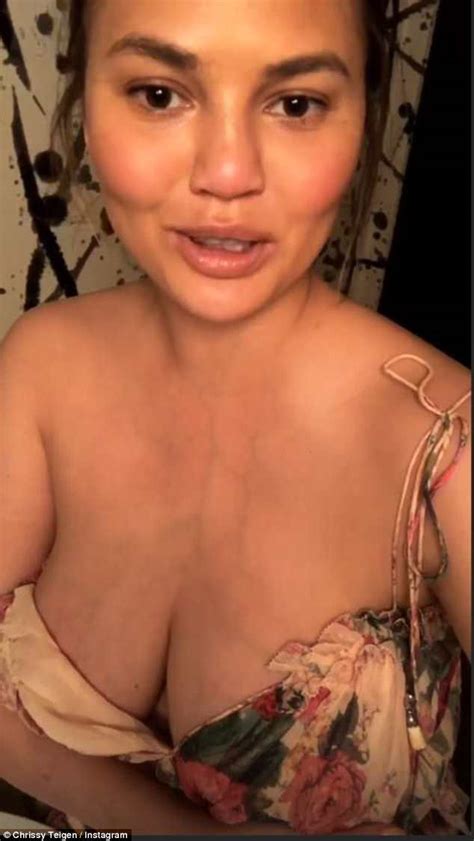 Chrissy Teigen Flaunts Cleavage On Social Media As She Shows Off Veins On Her