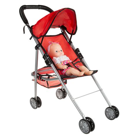 Toy Stroller For 10 Baby Dolls Foldable Lightweight Umbrella