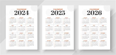 Premium Vector Collection Of Calendars Template 2024 2025 2026
