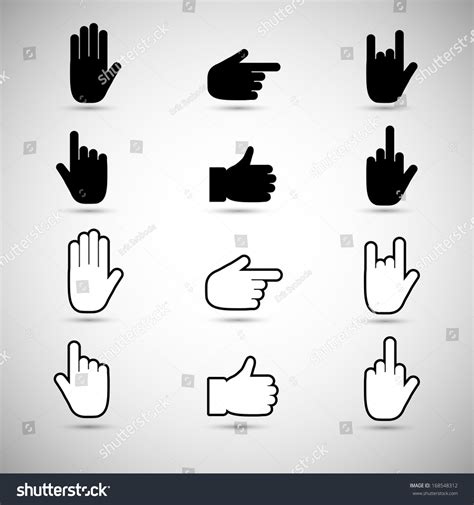 Hand Collection Different Hands Gestures Signals Stock Illustration