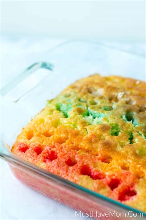 It tastes great but looks so much better. Rainbow Jello Poke Cake - Must Have Mom