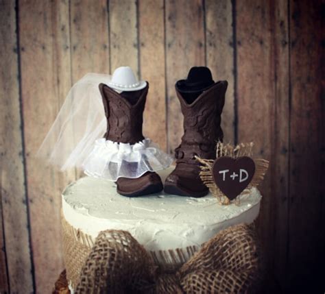Western Cowboy Boots Wedding Cake Topper Western Etsy