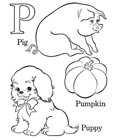 Pictures of free letter p coloring pages and many more. Alphabet P For Pig Pumpkin And Puppy Coloring Pages | Abc ...