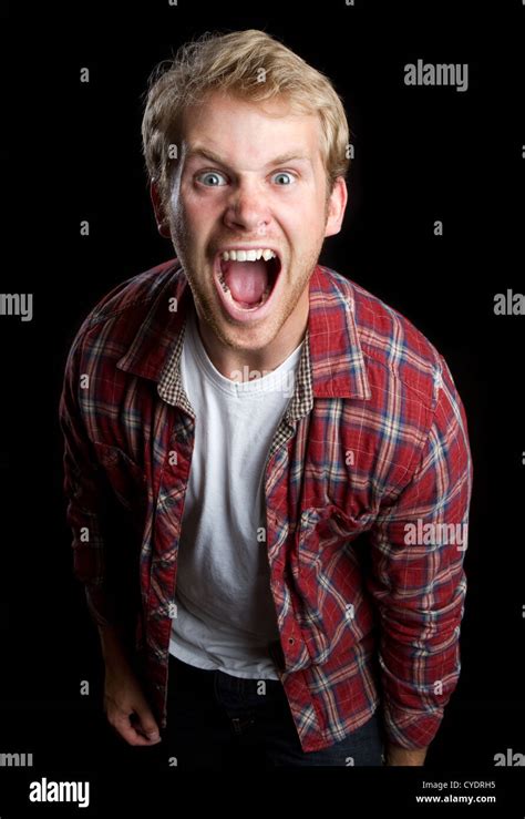 Angry Young Man Screaming Yelling Stock Photo Alamy