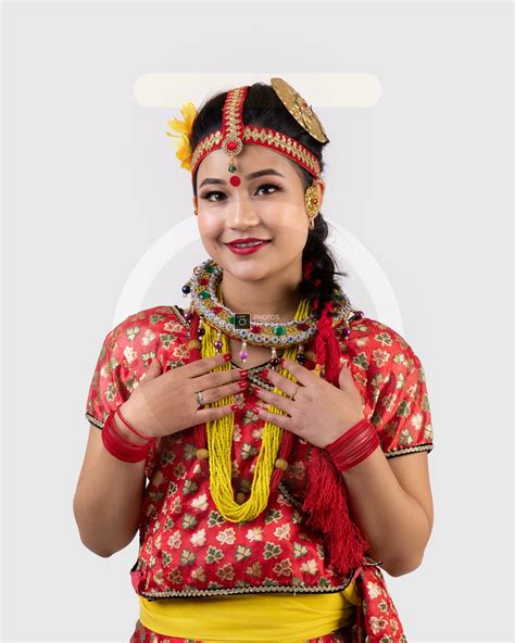 Classic Nepali Look Portrait Of A Cute Nepali Girl With Red Tika And