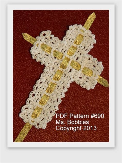 Doilies are great for beginners because they work up quickly and don't require much yarn. Crochet Cross Bookmark Pattern Ribbon Cross Bookmark PDF