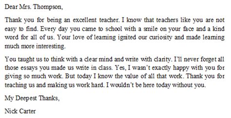 If you'd prefer to write your own note, which i recommend doing, then create your own letter utilizing. How to Write a Thank You Letter to Your Teacher - Sample ...