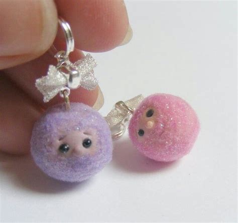 They are either pink or purple and are fluffy and adorable! Two pygmy puffs on keyrings | Miniature food jewelry ...