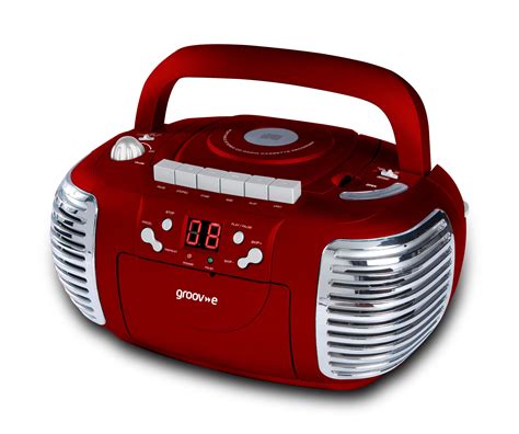 Groov E Retro Boombox Portable Cd Cassette Radio Player Red Gvps813rd