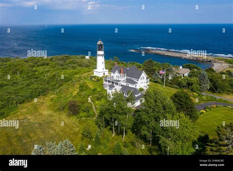 Two Lights Lighthouse Cape Elizabeth Maine Usa Stock Photo Alamy