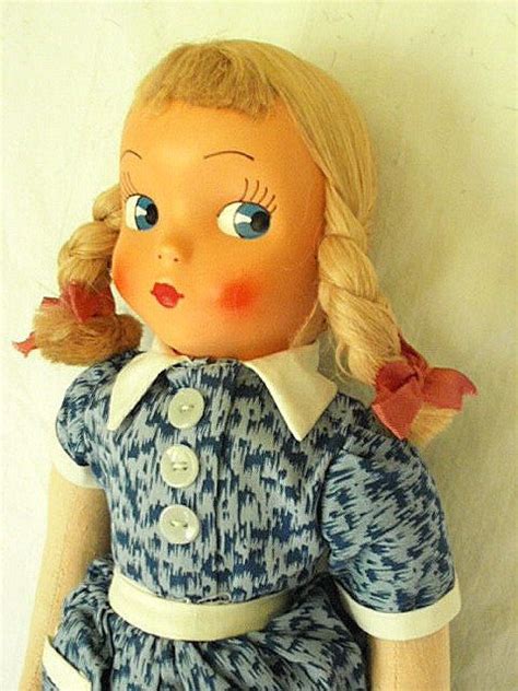 Vintage Polish Mask Face Doll With Blonde Braids Wearing Blue Etsy Dolls Old Dolls Yarn Braids