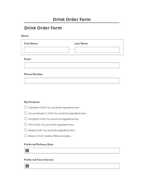 Update Drink Order Form From Microsoft Dynamics Airslate