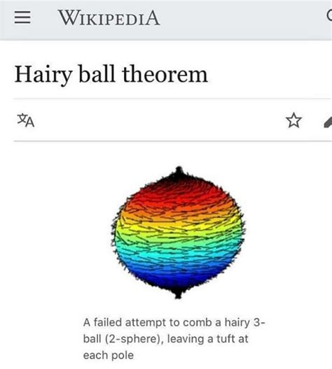 Wikipedia Hairy Ball Theorem A Failed Attempt To Comb A Hairy 3 Ball