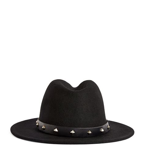 AllSaints Wool Maxie Studded Fedora Hat | Harrods US