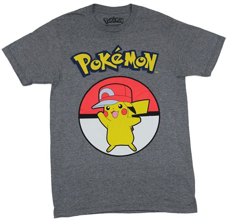 Hybrid Apparel Pokemon Mens T Shirt Pikachu Enjoying Ashs Hat
