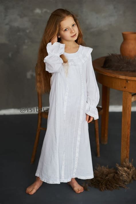 New Custom Victorian Style Nightgown For Girls 100 Soft Cotton