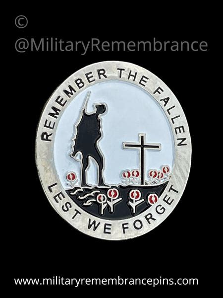 Remember The Fallen Lest We Forget War Conflict Lapel Pin Military Remembrance Pins